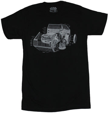 Star Wars Mens T-Shirt - Blowout Tie Fighter Schematics Dissected and Labeled