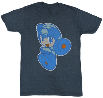 Mega Man Megaman Mens T-Shirt  - Capcom Cutsie Style Hero Rushing In