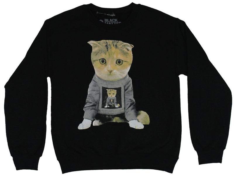 Cute Kitten Mens Crewneck Sweatshirt - Sweatshirt Wearing Cat in a Cat in a Cat