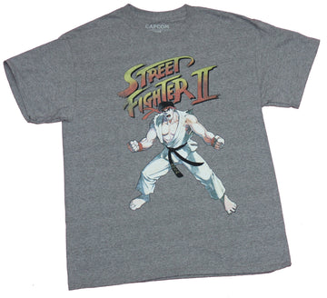 Street Fighter II Mens T-Shirt - Ryu Ready to Tussle Under Logo