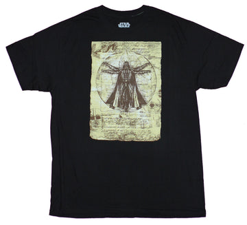 Star Wars Mens T-Shirt - Vitruvian Darth Vader Sketch Image