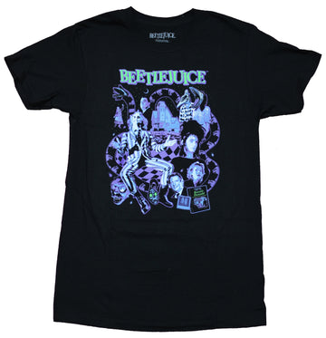 Beetlejuice Mens T-Shirt - Purple Tinted Movie Poster Collage Image