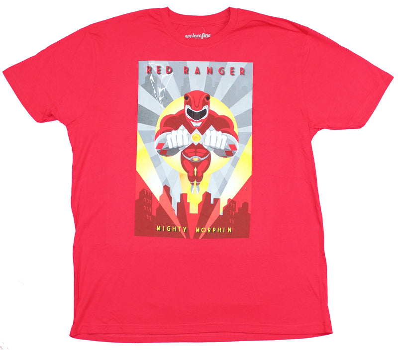 Mighty Morphin Power Rangers  Mens T-Shirt - Art Deco Style Red Ranger Image