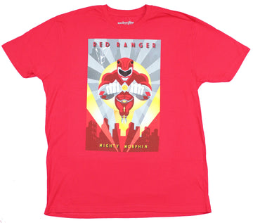 Mighty Morphin Power Rangers  Mens T-Shirt - Art Deco Style Red Ranger Image