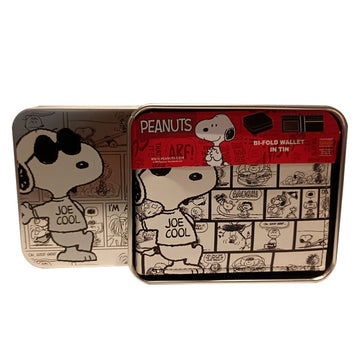 Peanuts Joe Cool and Comics Bifold Wallet in a Decorative Tin Case, Multi