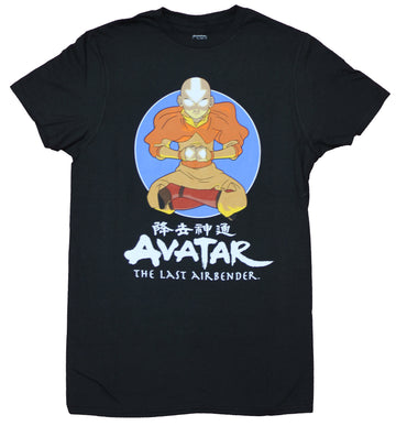 Avatar the Last Airbender Mens T-Shirt - Blue Circle Posed Over Name Logo