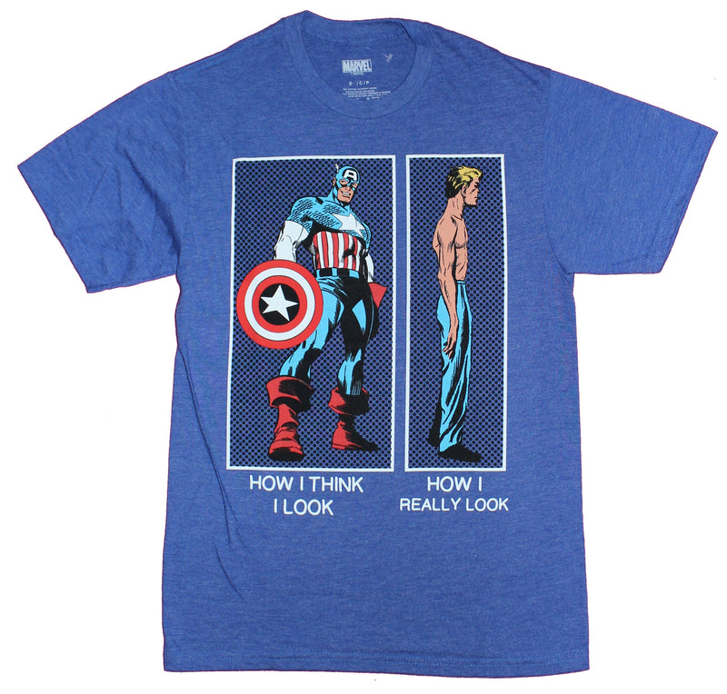 Captain America Mens T-Shirt - How I Think I look How I Really