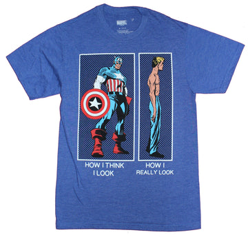 Captain America Mens T-Shirt - How I Think I look How I Really