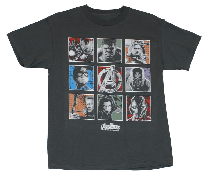 The Avengers (Marvel Comics) Mens T-Shirt - 9 Box Age Of Ultorn Charcter Images