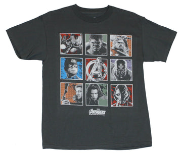 The Avengers (Marvel Comics) Mens T-Shirt - 9 Box Age Of Ultorn Charcter Images