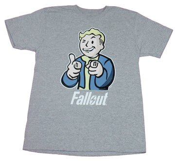 Fallout Mens T-Shirt- Pip Boy Standing Thumbs Up Image