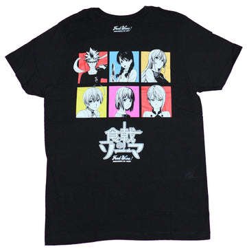Food Wars Mens T-Shirt - 6 Pastel Character Boxes Over Kanji
