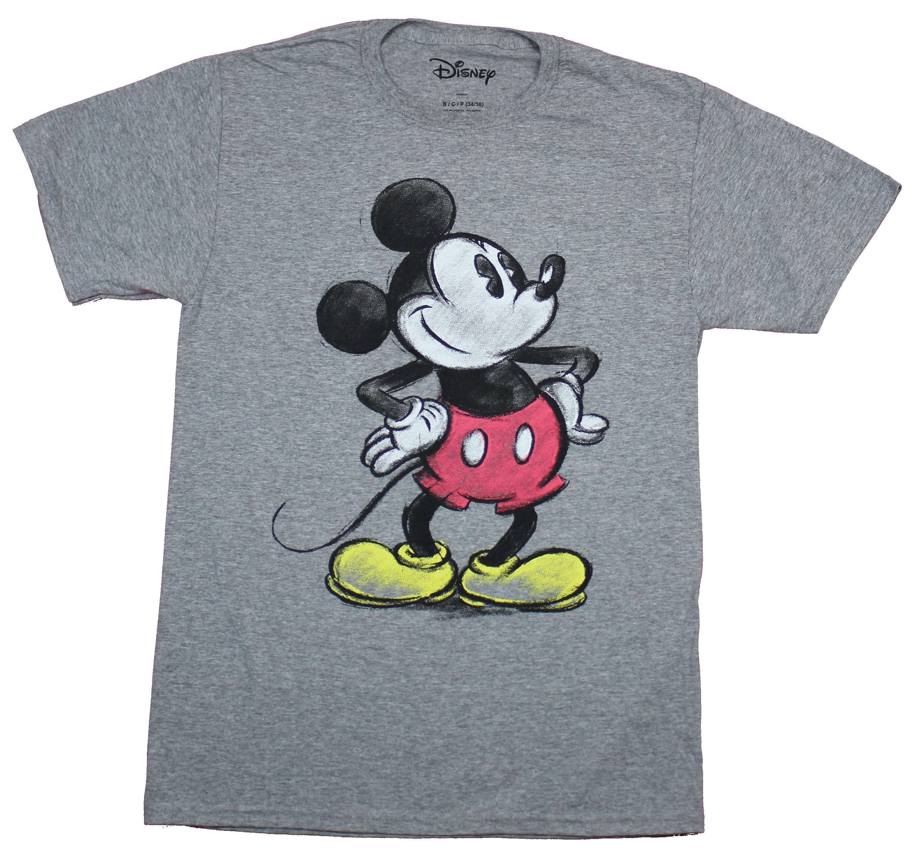 Mickey Mouse Mens T-Shirt  - Classic Sketchy Color Mickey Picture