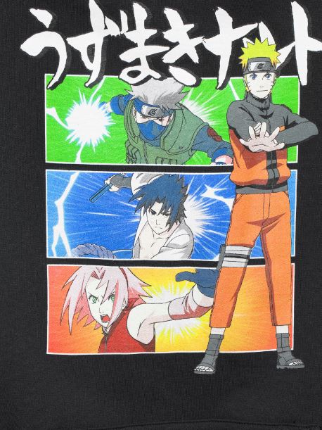 Naruto Shippuden Multiple Character Panel Black Men's Sweatshirt