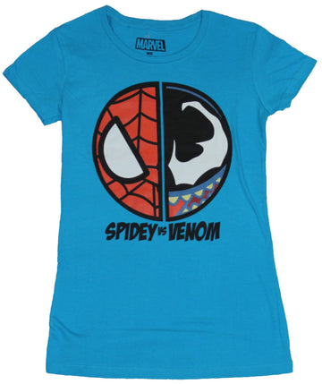 Spider-Man (Marvel Comic) Girls Juniors T-Shirt - Kawaii Venom Spidey Circle