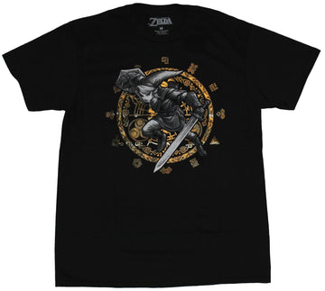 Legend of Zelda Nintendo Mens T-Shirt - Charging Link In Gold Foil Portal