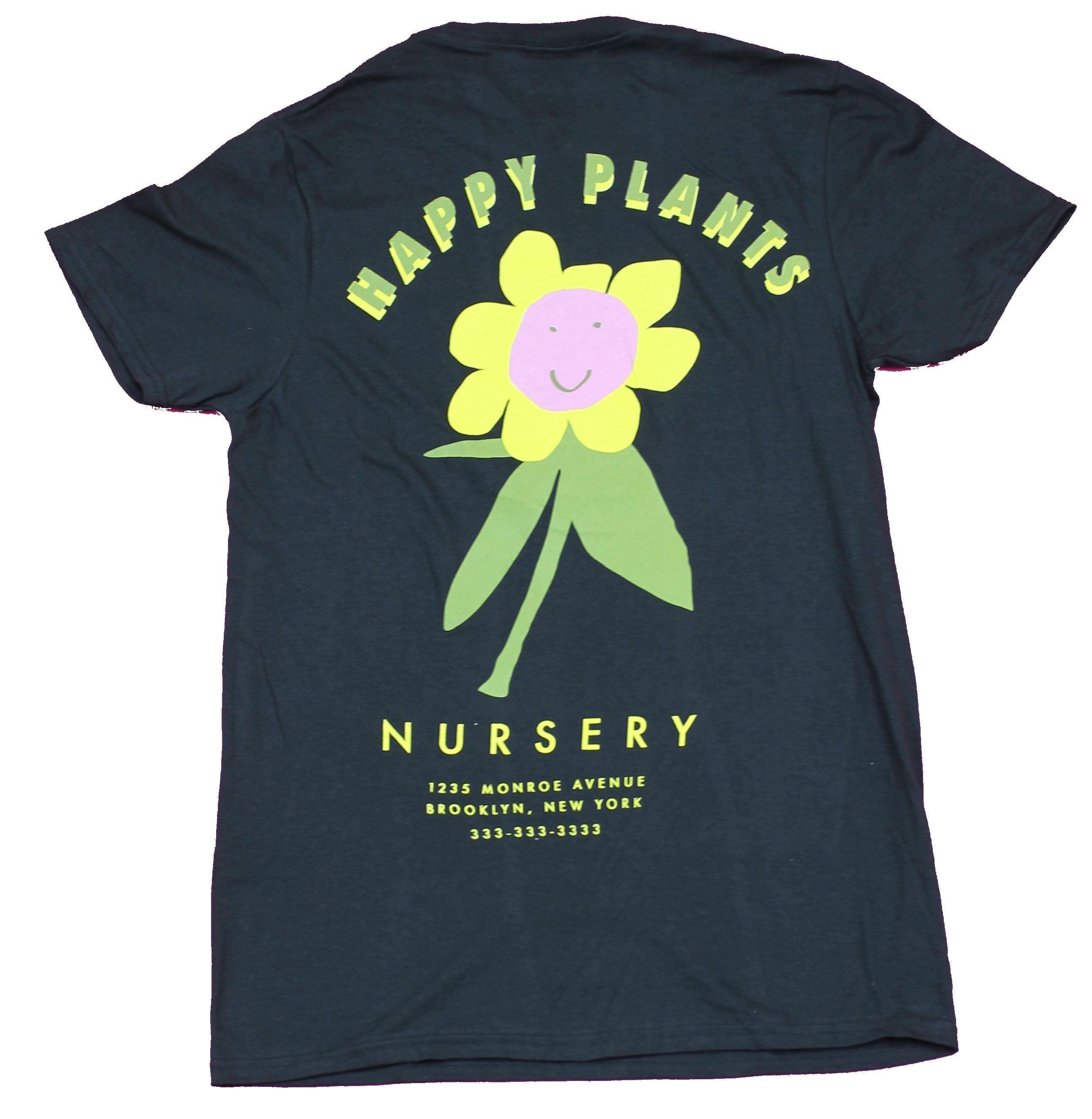 Glab Mens T-Shirt - Happy Plants Nursey Flower Lapel Big Back