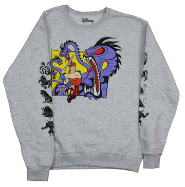 Hercules Disney Mens Crewneck Sweatshirt - Hercules Fighting Dragon Image
