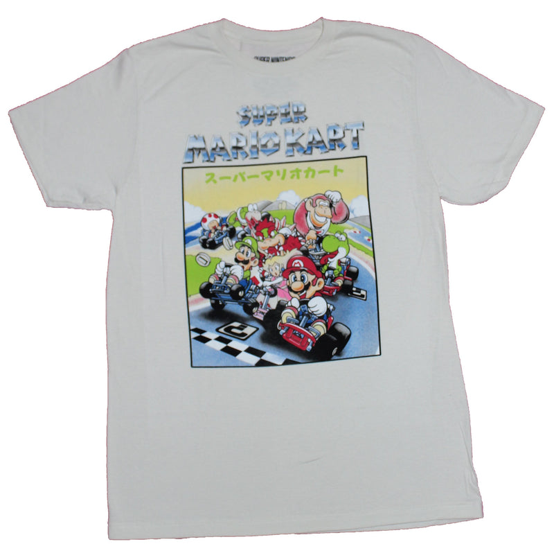Super Mario Kart Mens T-Shirt - Classic Kanji Cartoon artwork Cream
