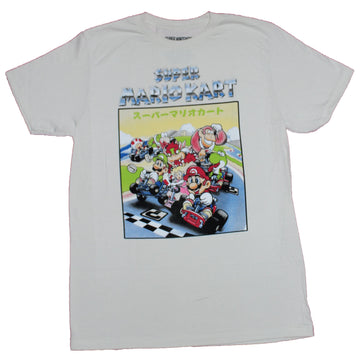 Super Mario Kart Mens T-Shirt - Classic Kanji Cartoon artwork Cream