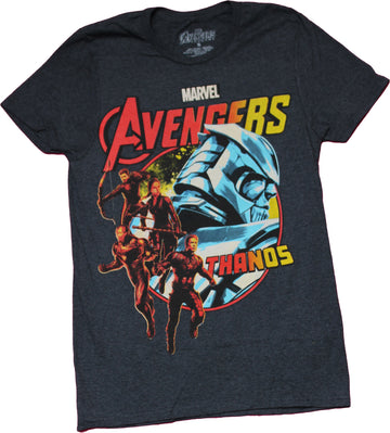 Avengers Mens T-Shirt -  Giant Thanos and cast in Circle