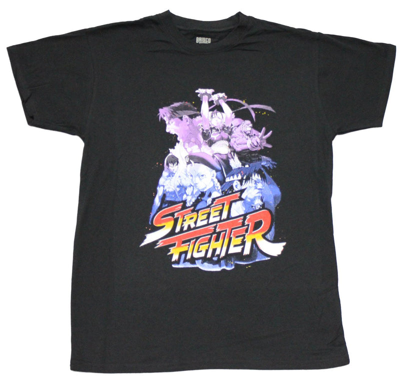 Street Fighter Mens T-Shirt - Purple and Blue Tinted Cast over Name - Inmyparentsbasement.com