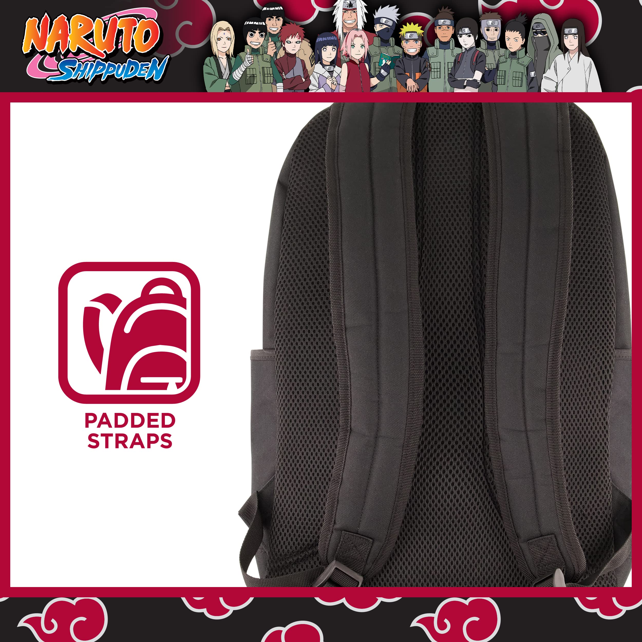 Naruto 13 Inch Sleeve Laptop Backpack, Padded Computer Bag for Commute or Travel, Shinobi Headband, One Size