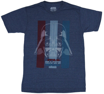 Star Wars Mens T-Shirt - Darth Vader Linder Red White & Blue Head Image