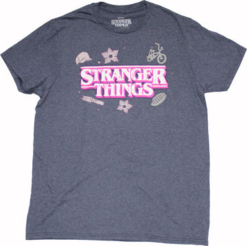 Stranger Things Mens T-Shirt - Word Logo & Simple Show Images