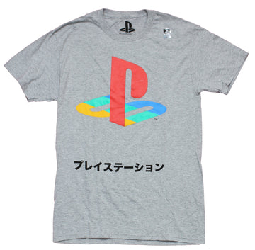 PlayStation Mens T-Shirt - Kanji Logo Front Symbols & Systems Back