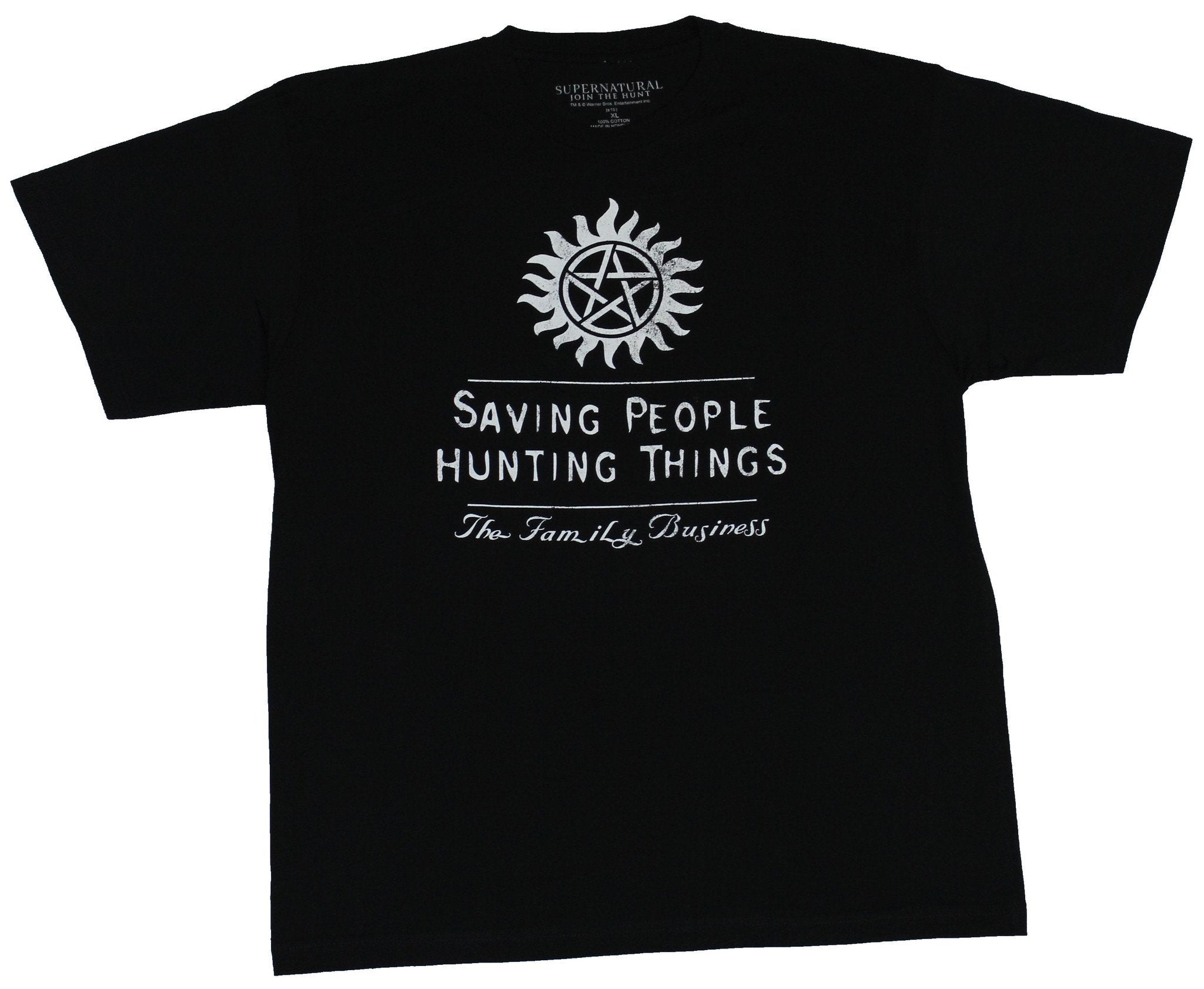Supernatural Mens T-shirt - Saving People Hunting Things Under Sun Symbol