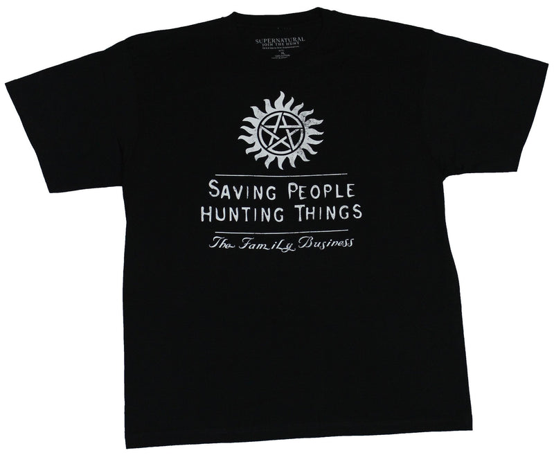 Supernatural Mens T-shirt - Saving People Hunting Things Under Sun Symbol - Inmyparentsbasement.com