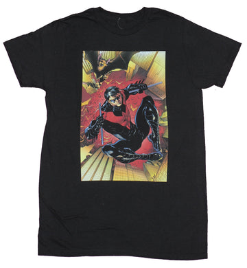 Nightwing Mens T-Shirt - Batman's Former Sidekick Building Leap