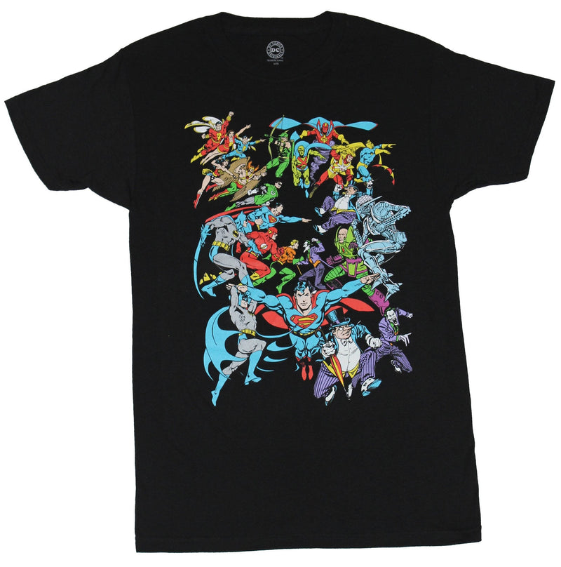 DC Comics Mens T-Shirt - Giant Comics Style Battle Superman Front & Center