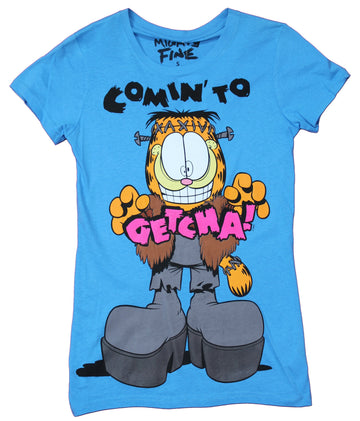 Garfield Girls Juniors T-Shirt - Comin to Getcha! Frankenstein Style