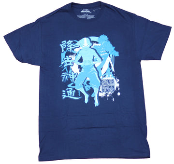 Avatar the Last Airbender Mens T-Shirt - Aang Blue White Splatter Kanji Image