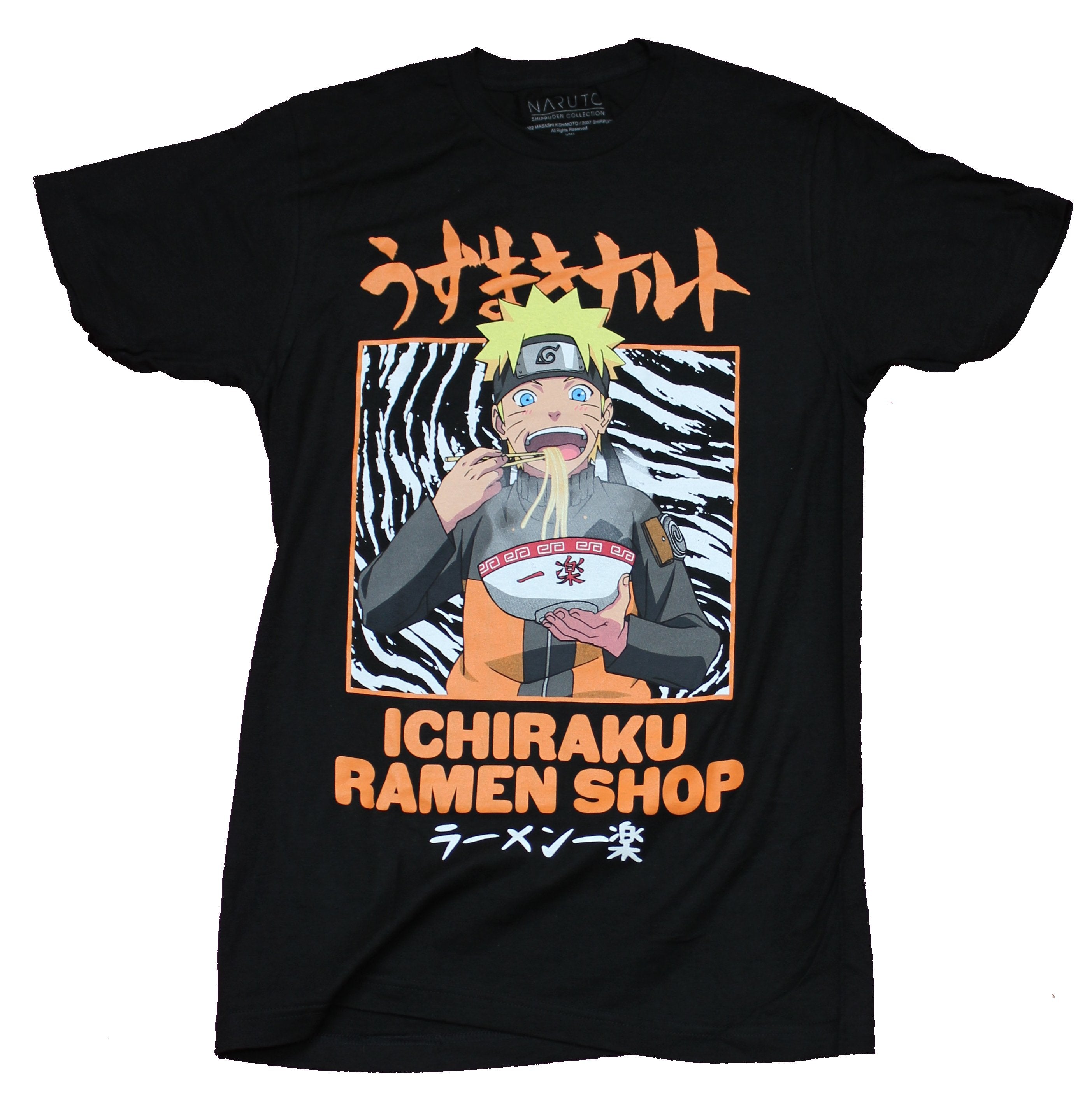 Naruto Shippuden Mens T-Shirt - Giant Ichiraku Ramen Shop Eating Image