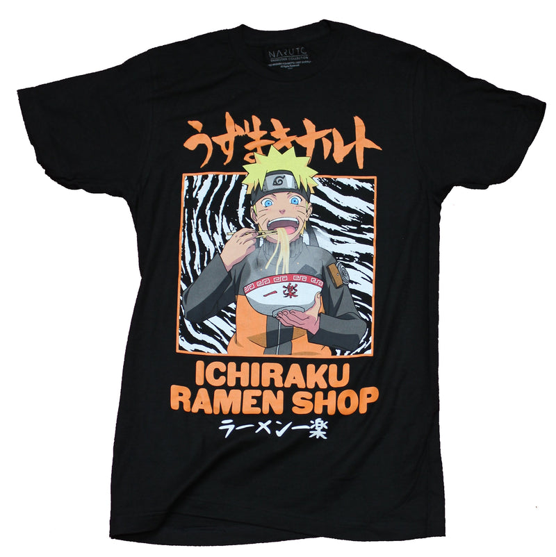 Naruto Shippuden Mens T-Shirt - Giant Ichiraku Ramen Shop Eating Image - Inmyparentsbasement.com