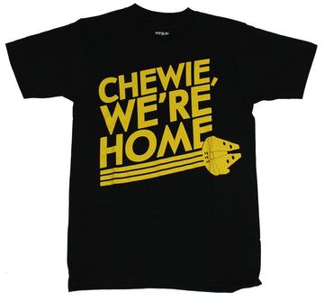 Star Wars Mens T-Shirt - Chewie We're Home Millennium Flacon Line Logo