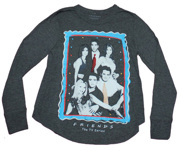 Friends Girls Juniors Long Sleeve Shirt - Blue Framed B & W Photo Image