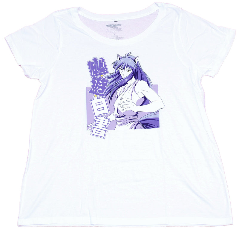 Yu Yu Hakusho Girls Juniors T-Shirt - Yoko Kurama Purple Tinted Kanji Image