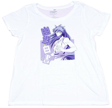 Yu Yu Hakusho Girls Juniors T-Shirt - Yoko Kurama Purple Tinted Kanji Image