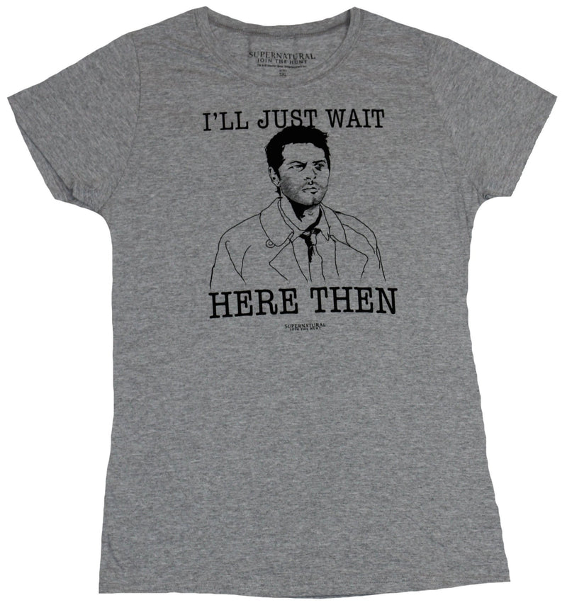 Supernatural Girls Juniors T-Shirt -  I'll Just Wait Here Then Castiel Image