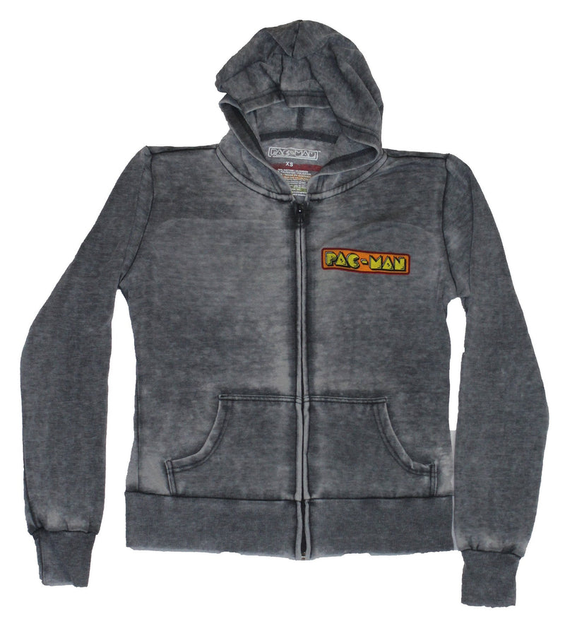 Pac-Man Girls Juniors Zip Up Hoodie - Simple Front Winner Box Back Image