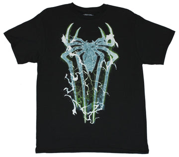 Spider-Man (Marvel Comics) Mens T-Shirt - Electrified Blue Movie Spider Symbol