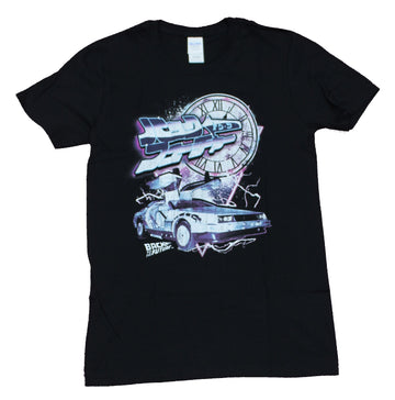 Back to the Future Mens T-Shirt  -  Electrified Kanji Clock DeLorean Image