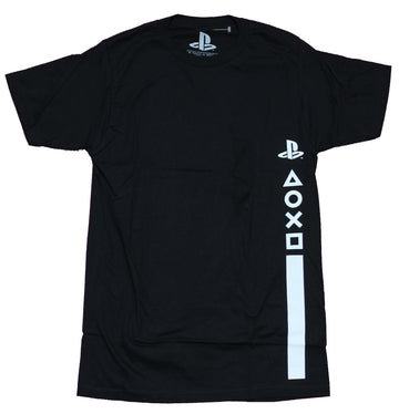PlayStation Mens T-Shirt - Button Symbols White Strip Image