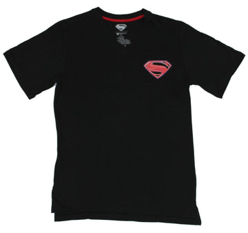 Superman (DC Comics) V-Neck Mens T-Shirt - Small Side Logo Image
