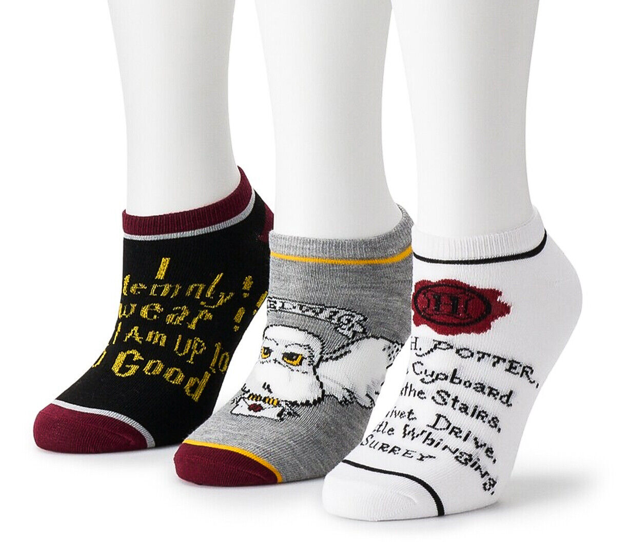 Harry Potter Womens & Juniors Hedwig No Show Ankle Sock 3 Pack