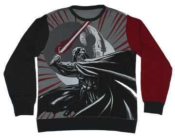 Star Wars Mens Crewneck Sweatshirt - Giant Swooping Darth Vader Death Star